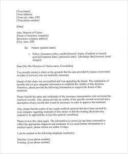 insurance appeal letter free health insurance appeal letter template pdf printable