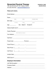 intake form template calgary physiotherapy workers compensation intake form