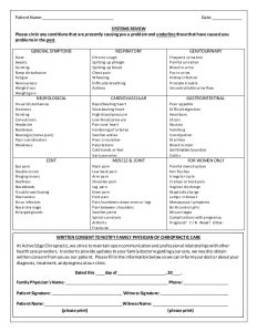 intake form template new patient intake form word active edge chiro just another