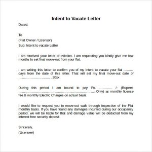 intent to vacate sample intent to vacate letter