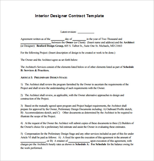 interior design contract