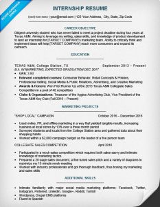 internship resume template internship resume sample
