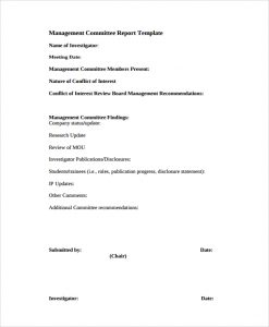 investigation report sample management committee report template