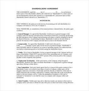 investment agreement template example shareholder agreement template