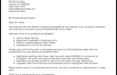 investment banking cover letter private banker