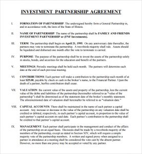 investment proposal template business investment partnership agreement