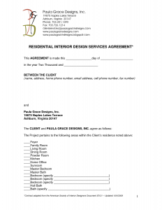 investor agreement template residential interior design contract