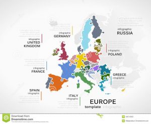 jig saw puzzle template europe map concept infographic template countries made out puzzle pieces