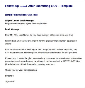 job application follow up email sample follow up email template after resume