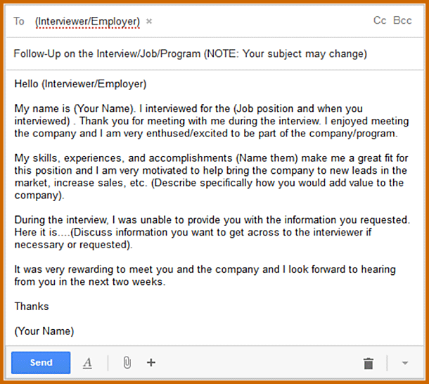 job application follow up email sample