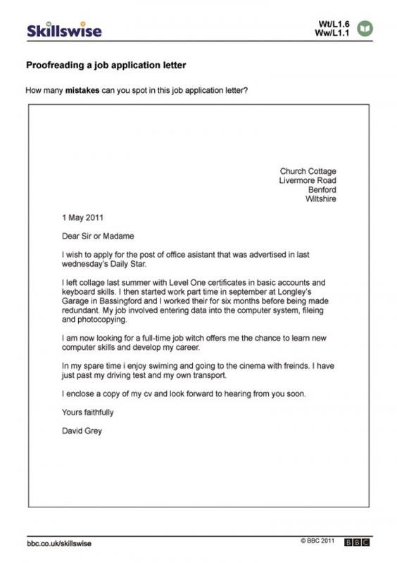 job application letter