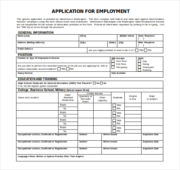 job application template microsoft word