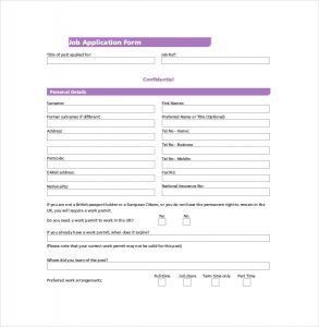 job application template pdf job application form format