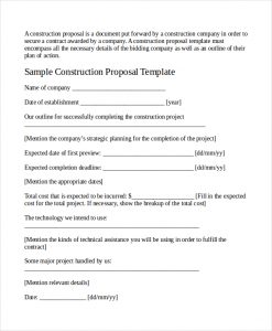 job bid template construction job proposal template