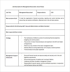 job description template word management accountant job description free word template