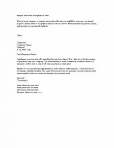 job offer acceptance letter job acceptance letter