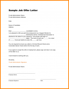 job offer letter template job offer template job offer sample template