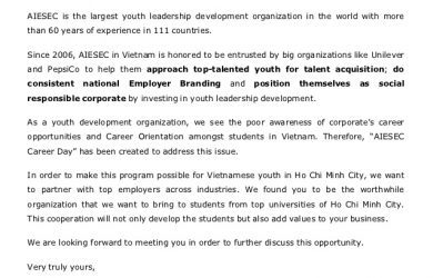 job offer letters aiesec career day proposal