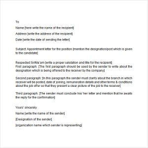 job offer negotiation letter sample appointment letter format image