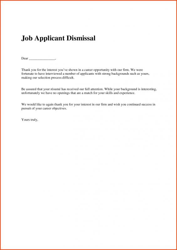 job offer rejection letter