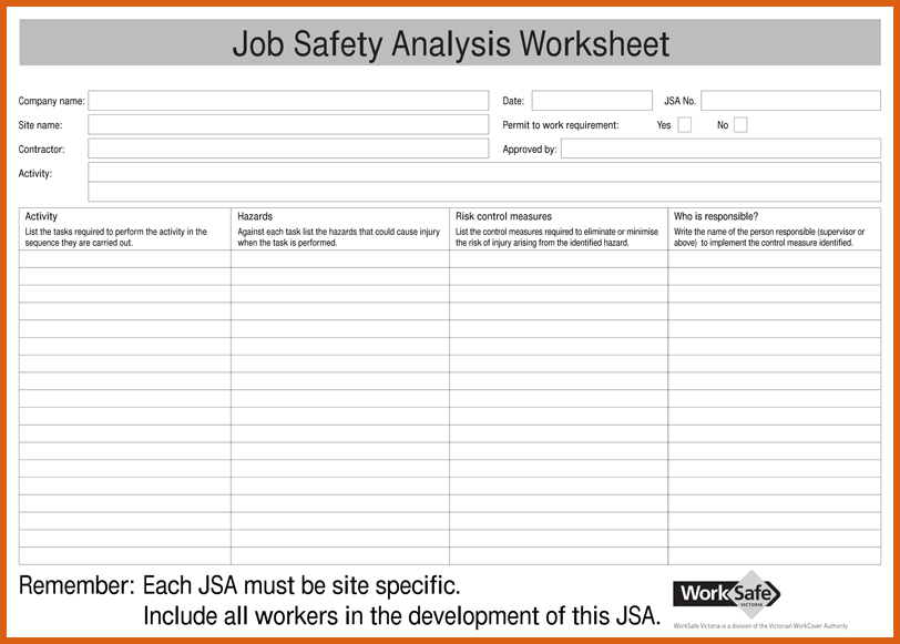 job safety analysis examples