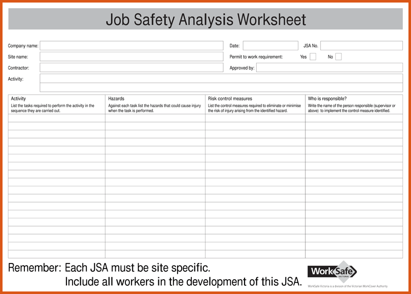 job safety analysis form