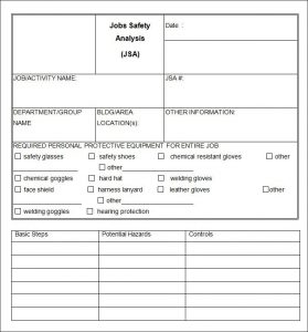 job safety analysis format job safety analysis template excel