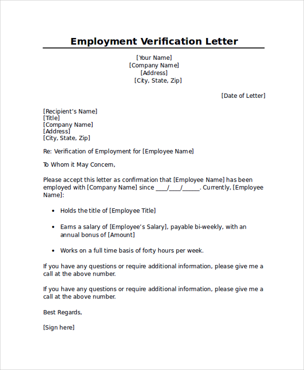 job verification letter