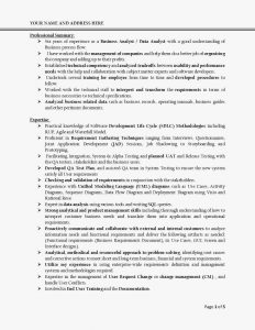 junior business analyst resume sample business analyst resume page