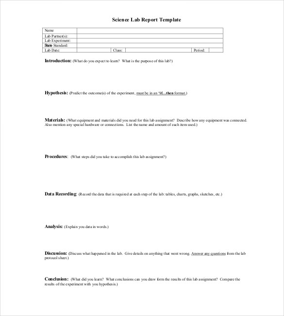 lab report layout