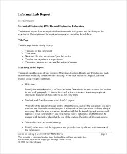 lab report template informal lab report template in pdf