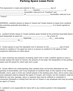 land contract agreement parking space lease form