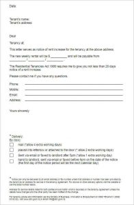 land contract template notice of rent increase form template