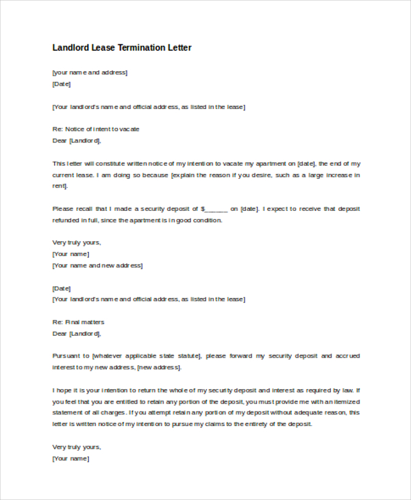 landlord letter to tenant