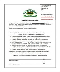 lawn care contract example lawn maintenance contract pdf download