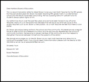 lay off letter math teacher recommendation letter