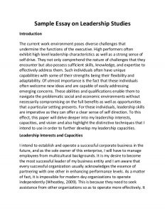 leadership essay example sample essay on leadership studies