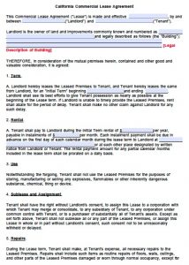 lease agreement template pdf california commercial lease agreement form