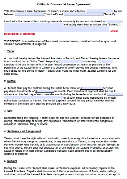 lease agreement template pdf