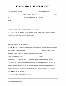 lease agreement template pdf standard residential lease agreement form x