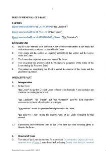 lease renewal letter deed of renewal of lease with guarantor