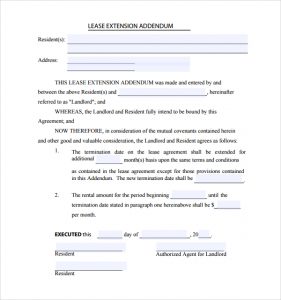 lease renewal letter lease extension lease addendum form