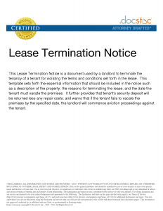 lease termination notice sample lease termination notice