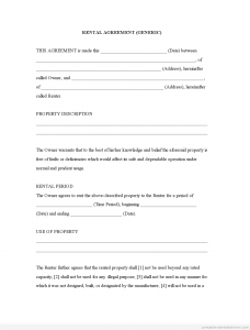 leasing application form free printable rental agreement rental agreement generic intended for free printable rental agreement