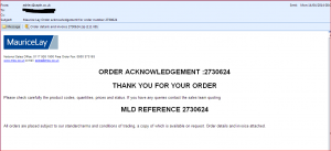 leave request emails maurice lay order acknowledgement