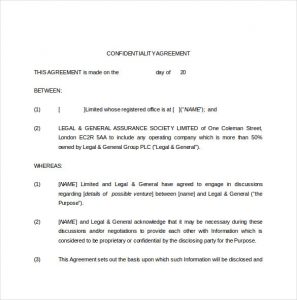 legal document templates legal confidentiality agreement template word