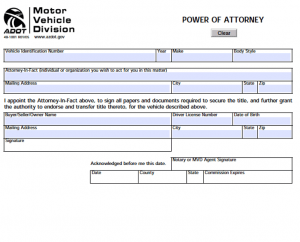 legal guardianship papers arizona motor vehicle power of attorney form