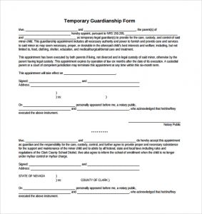 legal guardianship papers temporary guardianship form sample download