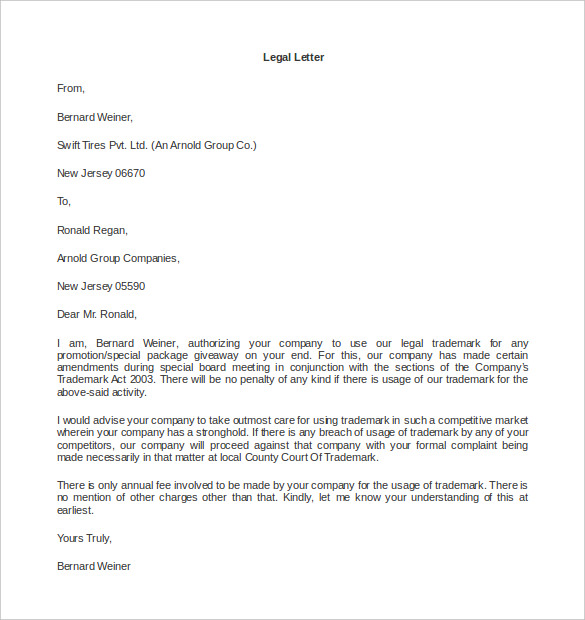 legal letter template