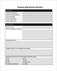 lesson plan outline unit plan template for free
